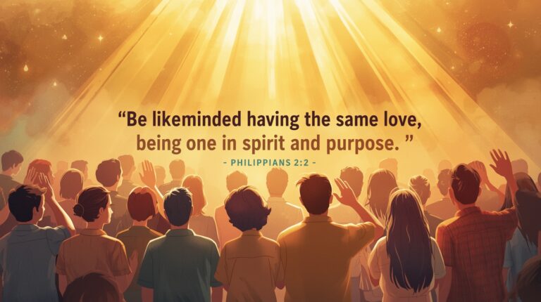 Ilustrasi rohani tentang umat Tuhan yang hidup sehati sepikir dan bersatu dalam kasih Kristus.